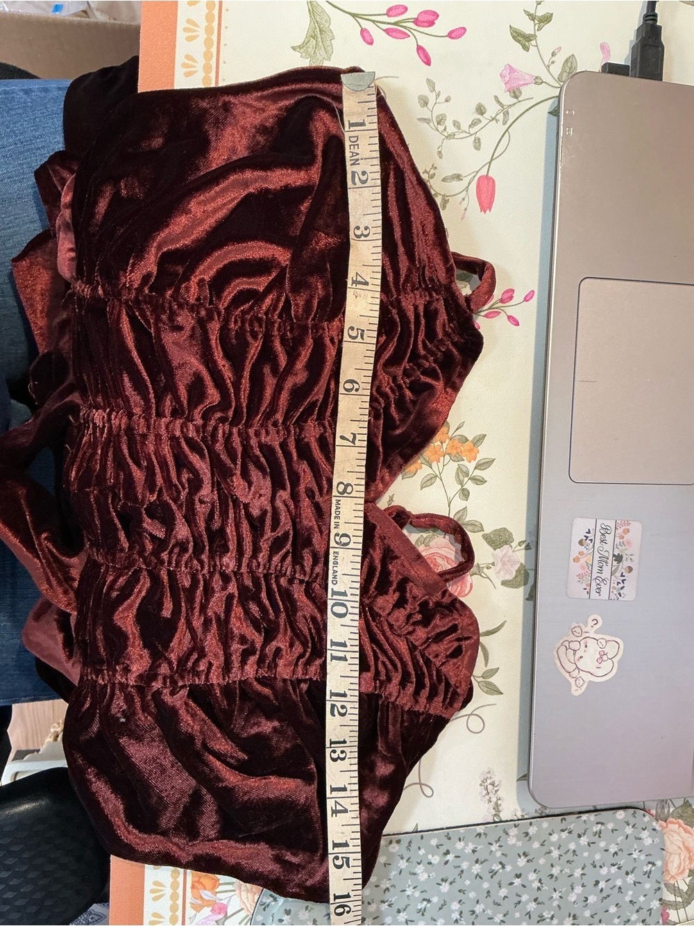 2202 - Ruched Velvet Peplum Maxi Dress in Deep Chocolate - Picture 11 of 12